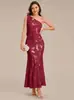Ropa Femenina Transfronteriza Europea y Americana 2026 Elegante Temperamento Un Hombro Jacquard Vestido Largo Ajustado Bodycon Vestido de Gala para Banquete