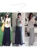 2026 Nueva Falda de Maternidad Gris Oscuro con Pliegues, Falda Larga de Verano hasta el Tobillo, Falda Larga Bodycon Casual de Cintura Alta Ajustada