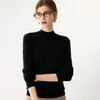 Outono/Inverno 2026 Suéter Base Camada Base Camisa de Tricô de Lã Feminino com Gola Meia-Alta de Caxemira Design Versátil