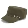 Chapéus de Algodão para Homens e Mulheres, Chapéus de Aba Reta com Rebites, Chapéus Militares de Aba Reta, Bonés Casuais de Baseball, Estilo Versátil no Atacado