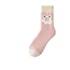 Meias de Dormir Grossas para Outono e Inverno Femininas, até a Panturrilha, Lã com Forro de Fleece, Terry Quente, Cor de Bloco para Maternidade, Meias de Caxemira