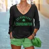 Camiseta de manga larga con cuello en V para mujer, europea y americana, transfronteriza, con diseño de estampado digital, estilo suelto y casual, nueva colección de primavera