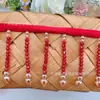 6.5cm Encaje de cuentas hecho a mano Accesorios para disfraces de escenario DIY Estilo étnico Cinta Flecos Rojo y dorado