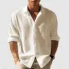 Otoño 2026 Transfronteriza para Hombre Color Sólido Patrón de Gofre Manga Larga Un Botón Moda Casual Camisa Streetwear Cárdigan