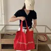 Bolsa Estilo Coreano Ins Bolsa de Lona Vermelha para Mulheres 2026 Nova Bolsa de Ombro de Grande Capacidade Bolsa Tote Estilo Preguiçoso de Verão
