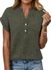 Camiseta Informal de Manga Murciélago Corta con Cuello en V y Canalé Cepillado para Mujer, Comercio Transfronterizo Europeo y Americano de Amazon, Primavera/Verano 2026