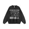 Sudadera de Cuello Redondo Estampada de Anime Antiguo Lavado Estilo Americano Estilo Antiguo Moda Nacional Calle Ins Suelta Casual Manga Larga Base