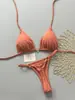 Bikini de Color Sólido Nuevo para Verano 2026 con Cuello Halter y Lazos Espalda Descubierta Sexy Traje de Baño de Dos Piezas para Vacaciones Bikini En Stock