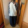 Deslocamento Diário Estilo Coreano Costura Cor Contrastante Gola Redonda Casual Versátil Camiseta de Manga Comprida Solta e Versátil Roupa de Trabalho