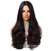Peruca Diária Mais Vendida Cabelo Longo Castanho Escuro Cacheado Ondas Médias Fibra Química Peruca Venda por Atacado Sudeste Asiático