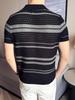 Polo de Punto de Cuello en V con Bloques de Color Calado para Hombre de Manga Corta Verano Delgado Fresco Transpirable Cómodo Casual Camiseta de Alta Gama
