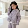 Moletom Espesso Liso com Forro de Lã, Calça de Moletom Casual e Colete de Lã Acolchoado - Novo Outono/Inverno 2025 Estilo Coreano para Meninas