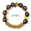 Pulsera de Oro Imitación Vietnamita para Hombre Todo Fósforo 14MM seis palabras proverbio ágata obsidiana cuentas pulsera drenaje