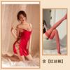 Lencería Sexy de Mañana y Noche, Pijama Sexy Sedoso, Camisón de Encaje con Cordones y Abertura Lateral para Mujer, Atuendo Caliente Uniforme para Casa