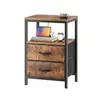 Armário de Cabeceira de Ferro Forjado para Apartamentos Pequenos, Mesa de Cabeceira Multicamada Móvel com Gavetas, Armário de Armazenamento em Estilo Vintage