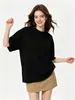 Camiseta Básica para Mujer de Algodón Puro, Manga Corta, Corte Ajustado, Cuello Redondo, Color Sólido Pesado 300g, Holgada, Marca Trendy
