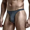 Ropa interior T sexy ajustada elástica U convexa de color liso de cintura baja para hombre, tanga de seda helada que expone la cadera, pantalones T transpirables Deportivos