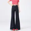 Jeans acampanados negros de alta calidad que se ajustan a las piernas para mujer, colección primavera/verano 2026, de cintura alta, elásticos y adelgazantes
