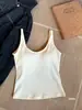 Estilo Básico de Principios de Otoño con Sujetador Incorporado Camiseta sin Mangas de Tirantes Minimalista Color Sólido Versátil Espalda Bonita Capa Interior Top Base Cómodo para Mujer
