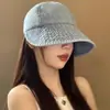 Sombrero de Pescador de Mezclilla para Mujer en Verano, Sombrero de Cubo Liso Versátil que Cubre la Cara, Circunferencia de Cabeza Grande, Sombrero de Sol Moderno con Ala
