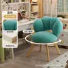 Taburete de maquillaje estilo crema para uso doméstico, silla de tocador para dormitorio de niñas, silla de ocio estable y sin tambaleos para apartamentos de alquiler, silla simple con forma de pétalo