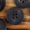 Botones de Cuerno de Búfalo Negros de Alta Gama con Borde Ancho, Textura Natural, Abrigo de Lana Mate, Chaqueta, Botones de Cuerno de Cuatro Ojales