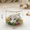 Balde de Armazenamento de Pelúcia Transparente Estilo Coreano para Crianças, Caixa de Armazenamento de Grande Capacidade para Bonecas e Blocos de Lego, Personalizável
