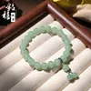 Pulseira de Borla de Jade de Seda Dourada Natural Pulseira de Contas Redondas Feita à Mão DIY Pulseira de Contas de Jade Multicolorida Tipo Borla Estilo Chinês