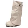 Botas Punk de Cano Curto com Circunferência Grande na Barra, Estilo Novo Menina Picante do Vento, Para Pessoas Baixas, Botas de Cano Médio, Emagrecimento, Outono Inverno 2026, Aumentando Altura, Crianças