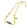 Collar de Cuenta Dzi de Nueve Ojos Esmaltada, Cadena de Cuentas Redondas de Oro Arena Estilo Antiguo, Chapado en Oro Cobre, Estilo Chino Nuevo, Fresco y Versátil, Venta al por Mayor