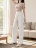 Novas calças de yoga femininas para o verão, de corte solto, perna reta, calças atléticas casuais, modeladoras, cintura alta, adequadas para corridas matinais e treinamento de Pilates