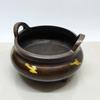 Incenário antigo de cobre tripé forno Xuande latão imitação cobre roxo pontilhado ouro artesanato vintage decoração de casa antigo atacado