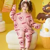 Pijama para Niña, Pijama Infantil de Medio Terciopelo, Terciopelo Coral de Dibujos Animados, Cálido y Suave, Engrosado para Otoño e Invierno, Ropa de Casa