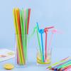 Pajita larga desechable de color flexible, de grado alimenticio, hecha a mano, para té con leche, para niños, 100 piezas