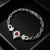 Pulsera de Cobre con Cadena Conectora de Gota de Agua Hueca Retro Pulsera de Pedrería Microincrustada Joyería de Mano de Alta Gama Adornos Transfronterizos para Mujer