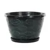 Maceta de resina con flor de hoja en relieve retro nórdico con platillo, maceta engrosada esmerilada ecológica para jardinería casera