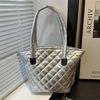 Bolsa Acolchoada Elegante de Grande Capacidade para Mulheres, Nova Tendência Outono e Inverno 2026, Bolsa de Ombro Versátil de Algodão, Bolsa Tote Grande para o Dia a Dia
