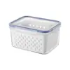Caja de Almacenamiento de Plástico para Uso Doméstico, de Doble Capa, Doble Propósito para Almacenamiento y Drenaje, Alto Valor Estético, Caja de Almacenamiento para Refrigerador, Cesta Escurridora de Almacenamiento para Cocina