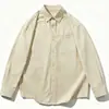Camisa de trabajo de manga larga estilo japonés Jianheng para hombre, otoño e invierno, algodón puro, corte holgado, camisa casual de color liso de moda, estilo montaña para exteriores