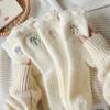 Calcetines de Terciopelo Australiano con Lazo Bordado Color Blanco Leche para Niños, Calcetines Gruesos y Cálidos de Invierno y Otoño, Calcetines de Media Caña, Calcetines para Niñas Estudiantes, Blanco