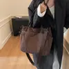 Bolsa Transversal Estilo Japonês Dupla Uso Veludo Lona Cor Sólida Outono Inverno Prática Tendência Bolsa de Ombro para Estudantes