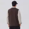 Chaleco suéter para hombre, nuevo estilo otoño/invierno, corte holgado, talla grande, color liso casual, top de cuello en V para usar en capas