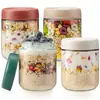 Avena para la Noche en Frasco de Vidrio Sellado Taza de Desayuno de Avena Set de 4 Piezas Frasco Mason de 16 oz con Tapa Sellada Frasco Botella de Yogur
