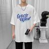 Camiseta de manga corta para hombre, marca de moda de verano, suelta, de cinco puntos, manga, 2024, nueva camiseta con estampado simple de Internet Ins.