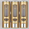 Dispensador de Sabão de Três Cabeças 400ml Montado na Parede Sem Furos Dispensador Manual de Sabão Caixa de Shampoo Caixa de Gel de Banho para Lavagem das Mãos Frasco de Sabão