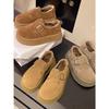 Zapatos de Algodón Marrones Retro de Terciopelo con Suela Gruesa para Mujer 2025 Nuevos Zapatos Birkenstock Peludos de Invierno Cálidos para Exteriores