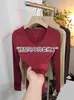 Camiseta Básica Lisa de Manga Longa com Decote V Slim Fit Estilo Coreano para Mulheres, Nova Tendência da Primavera de 2026 Elegante Versátil que Reduz a Idade