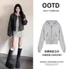 Falda corta de lana gris, falda ajustada a la cadera para mujer, nuevo estilo de primavera, falda gruesa de cintura alta adelgazante, falda elegante de línea A estilo coreano