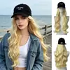 Peruca ondulada cor loiro dourado estilo europeu e americano da Amazon, peruca tipo chapéu para mulheres, penteado longo cacheado, em estoque