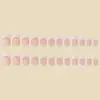 Uñas postizas clásicas blancas estilo francés con base nude, 24 piezas, estilo de moda europeo y americano